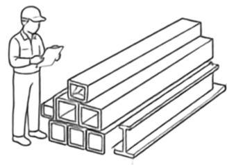 鋼材の在庫を確認する線画